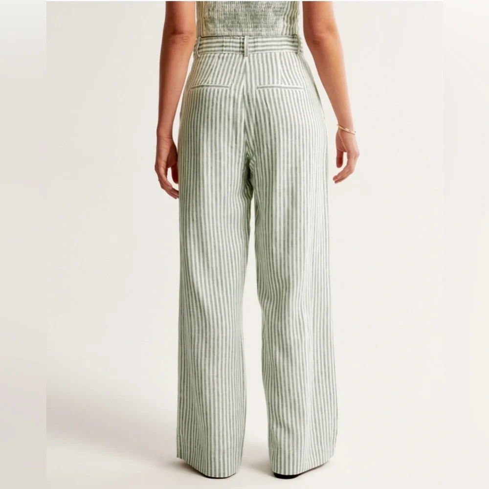 Abercrombie & Fitch • linen-blend sloane tailored wide leg pant sz M regular - Picture 4 of 5